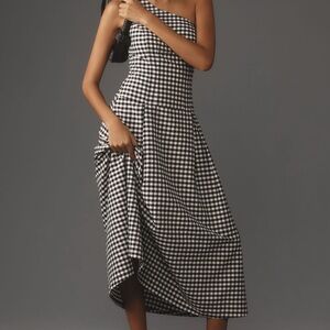 NOT FOR SALE Anthropologie Black and White Gingham One-Shoulder Dress